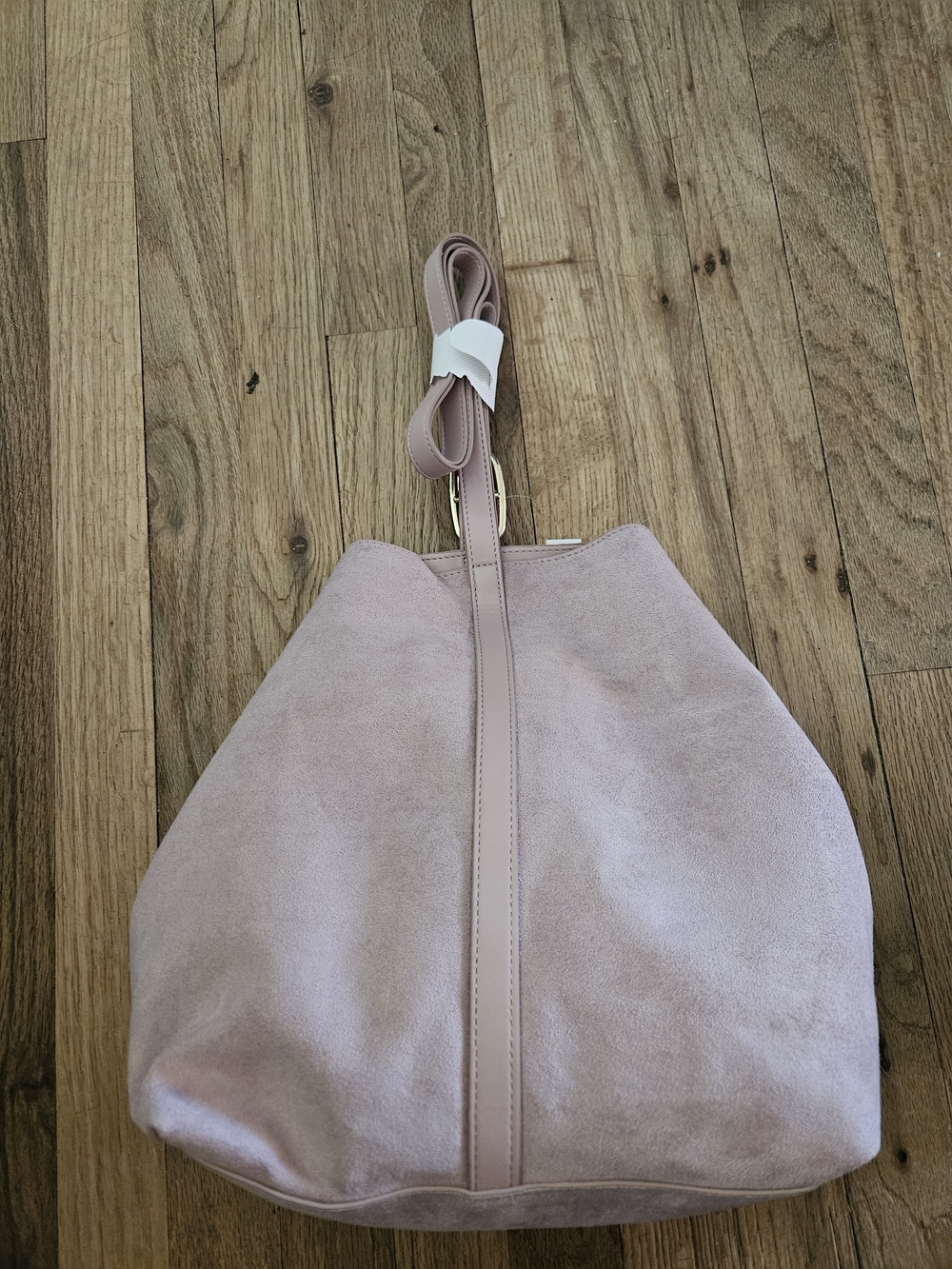 Old Navy Blush Pink Drawstring Suede-Style Shoulder Bag